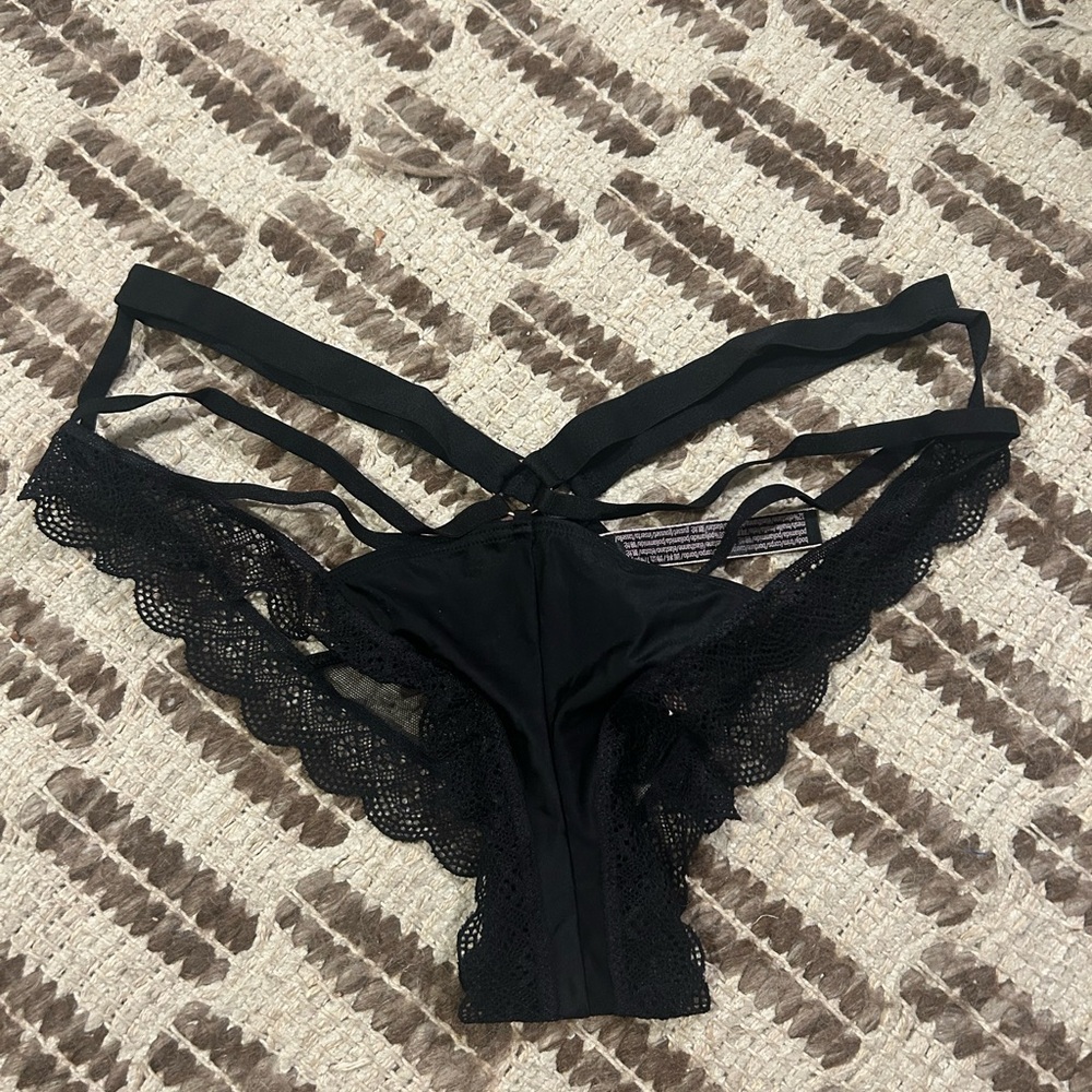 Victoria's Secret Black Lace Strappy Panties